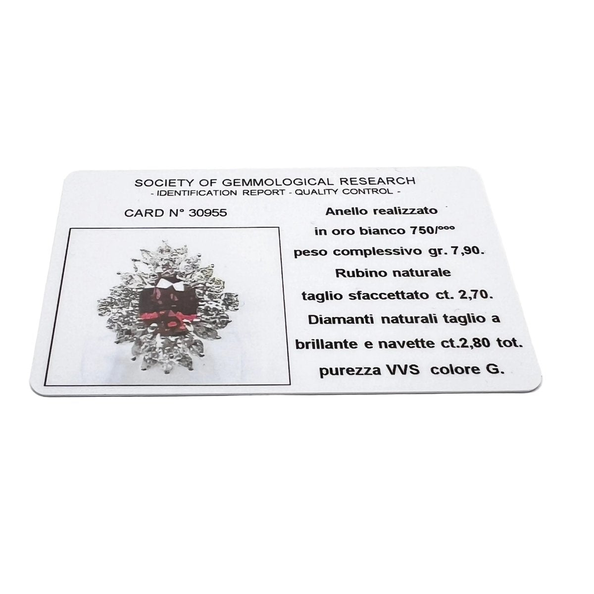 Bague Marquise en or blanc, rubis, et diamants - Castafiore