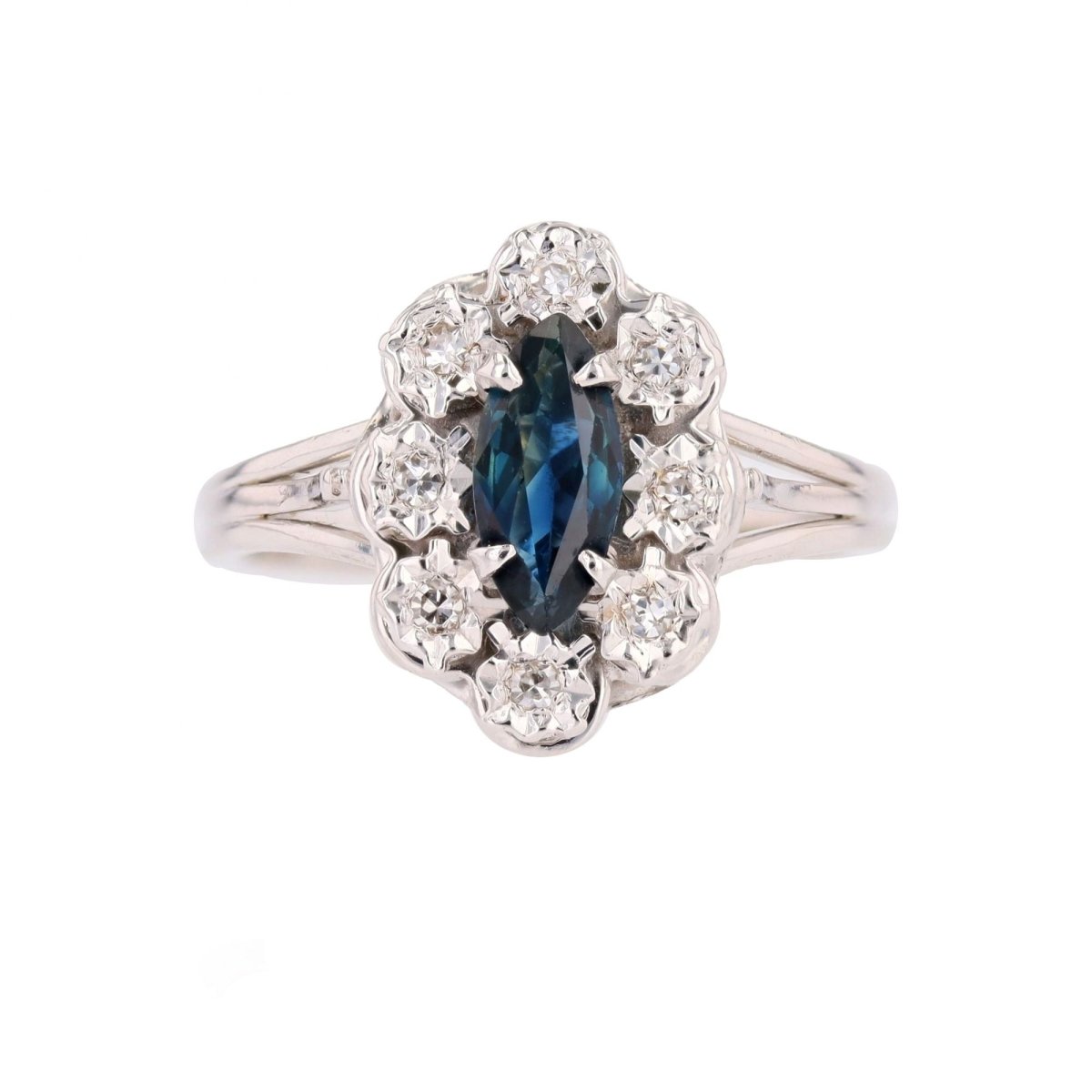 Ring sapphire marquise diamonds