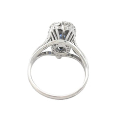 Bague Marquise en or blanc, saphir et diamants - Castafiore