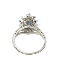 Bague marquise en or blanc, saphir et diamants - Castafiore