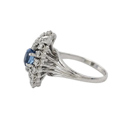 Bague Marquise en or blanc, saphir et diamants - Castafiore