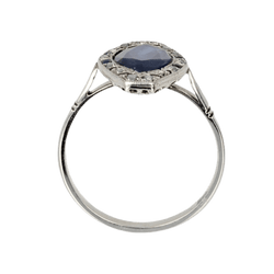 Bague Marquise en or blanc, saphirs et diamants - Castafiore