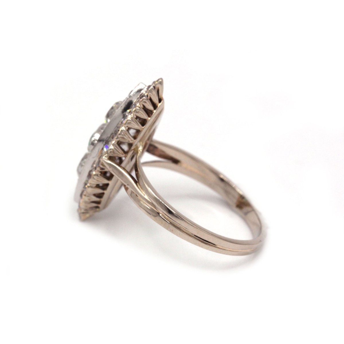 Bague Marquise en or, émeraude et diamants - Castafiore