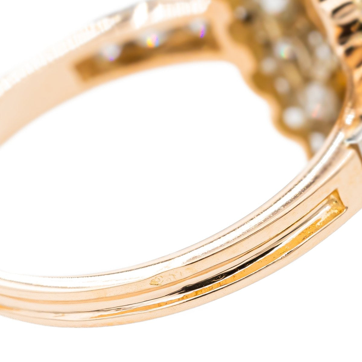 Bague Marquise en or jaune, émeraude et diamant - Castafiore