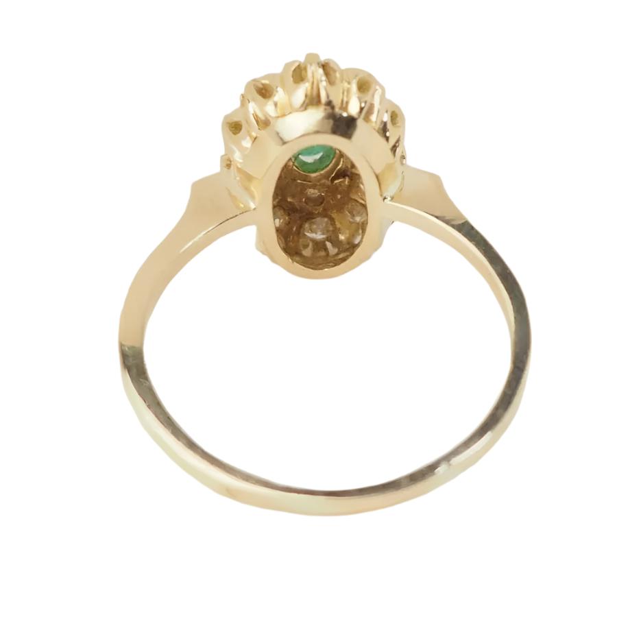 Bague Marquise en or jaune, émeraude et diamants - Castafiore