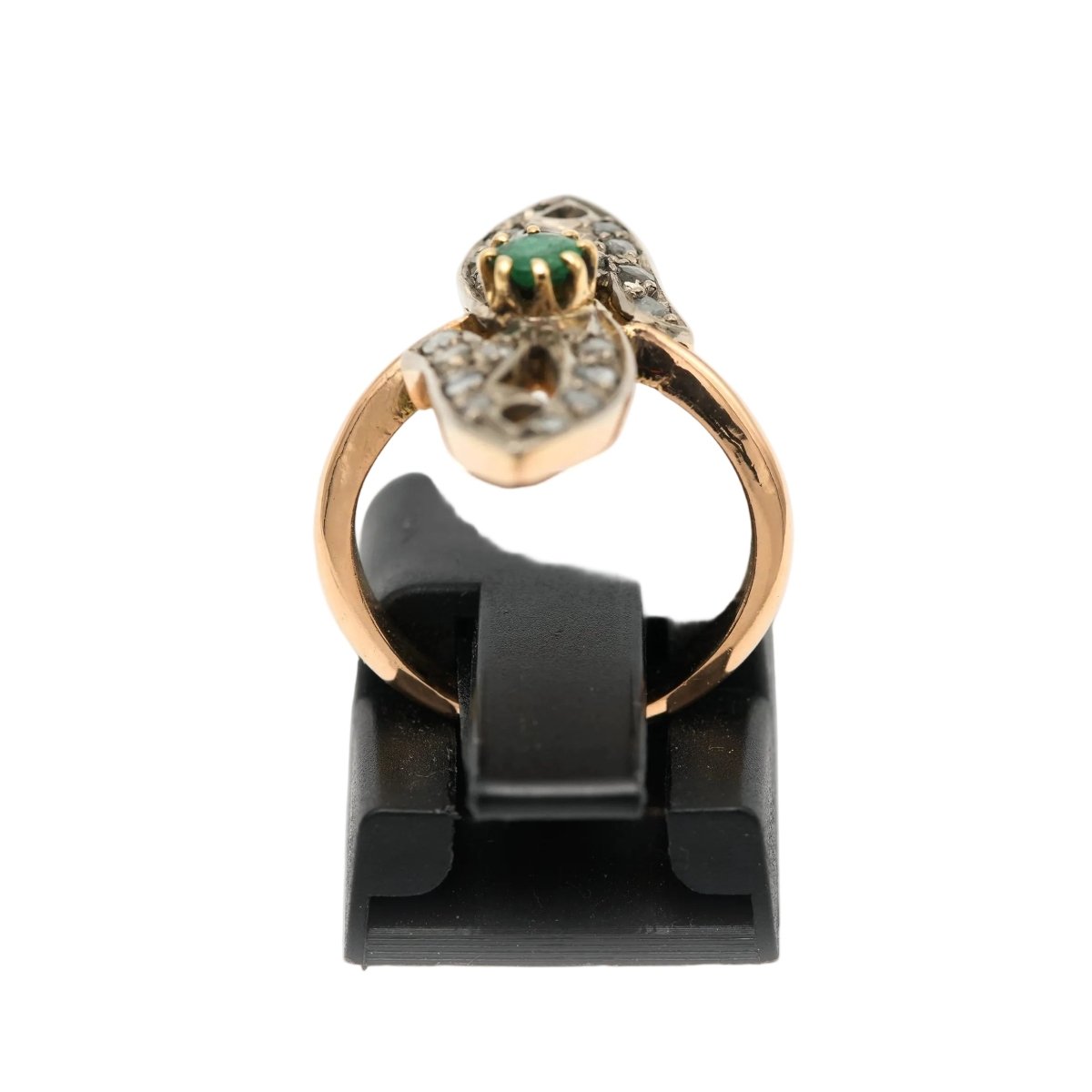 Bague Marquise en or jaune, émeraude et diamants - Castafiore