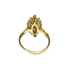 Bague Marquise en or jaune, émeraudes et diamants - Castafiore