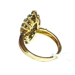 Bague marquise en or jaune émeraudes et diamants - Castafiore