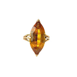 Bague Marquise en or jaune et citrine - Castafiore