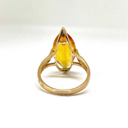 Bague Marquise en or jaune et citrine - Castafiore