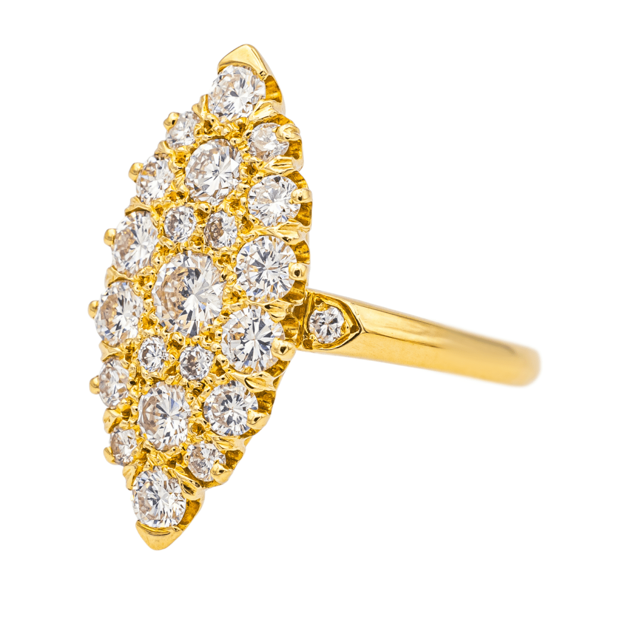 Bague Marquise en or jaune et diamant - Castafiore