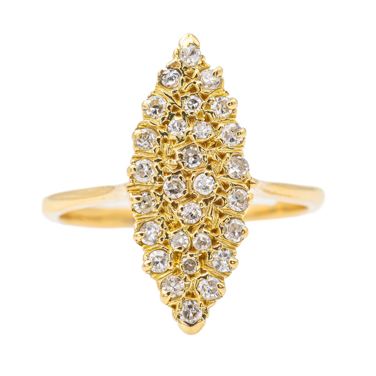 Bague Marquise en or jaune et diamant - Castafiore