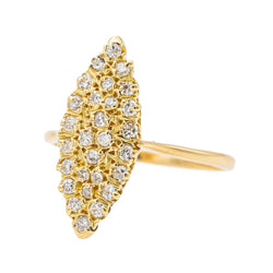 Bague Marquise en or jaune et diamant - Castafiore