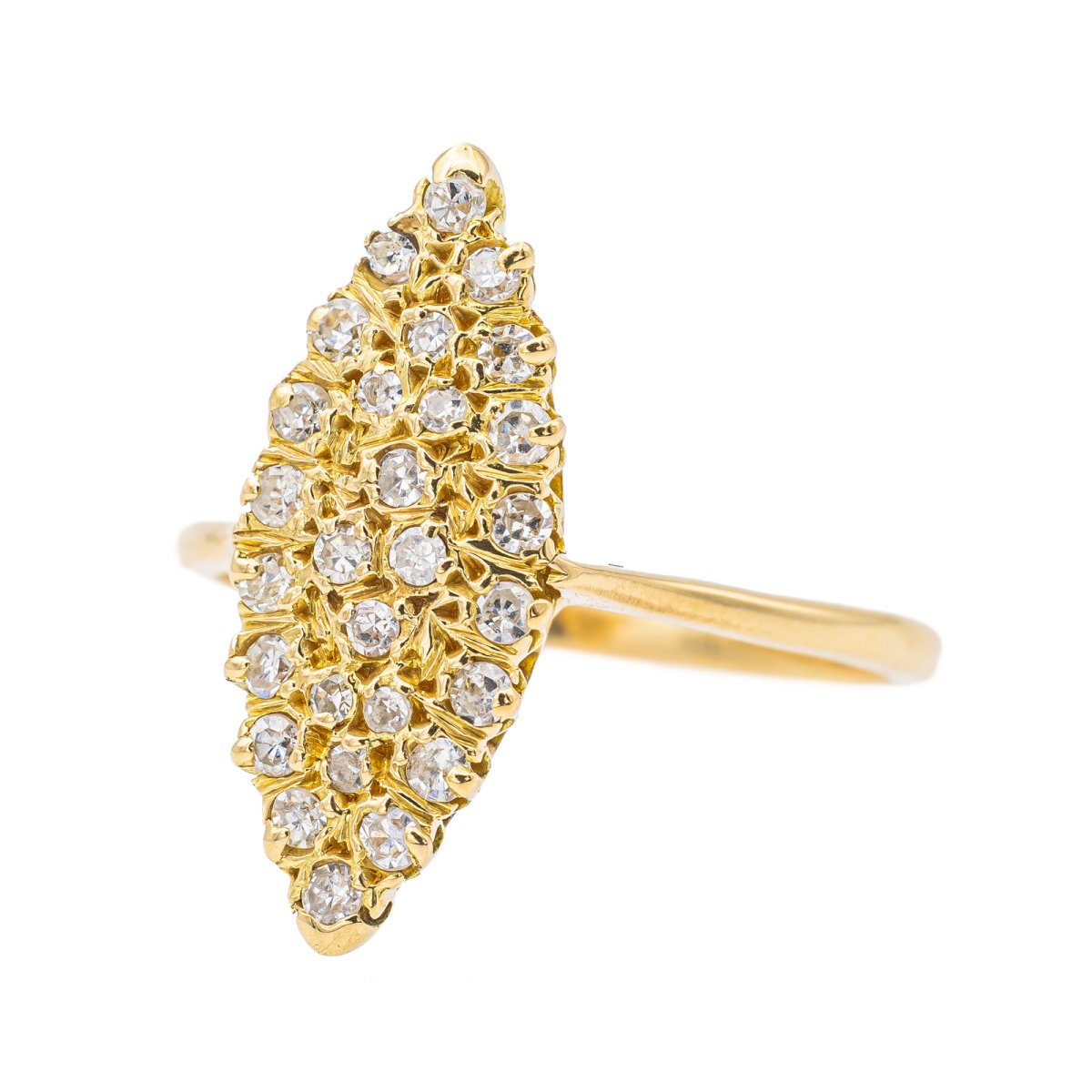 Bague Marquise en or jaune et diamant - Castafiore