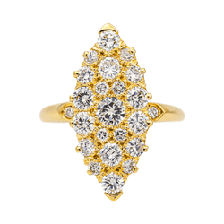 Bague Marquise en or jaune et diamant - Castafiore