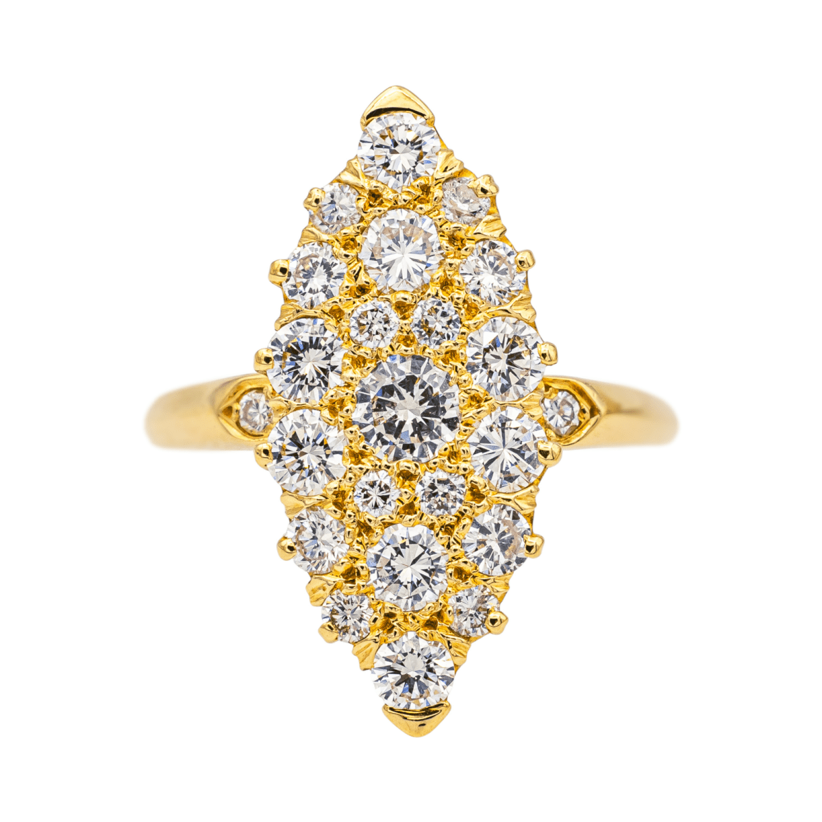 Bague Marquise en or jaune et diamant - Castafiore