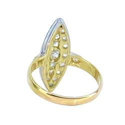 Bague Marquise en or jaune et diamants - Castafiore