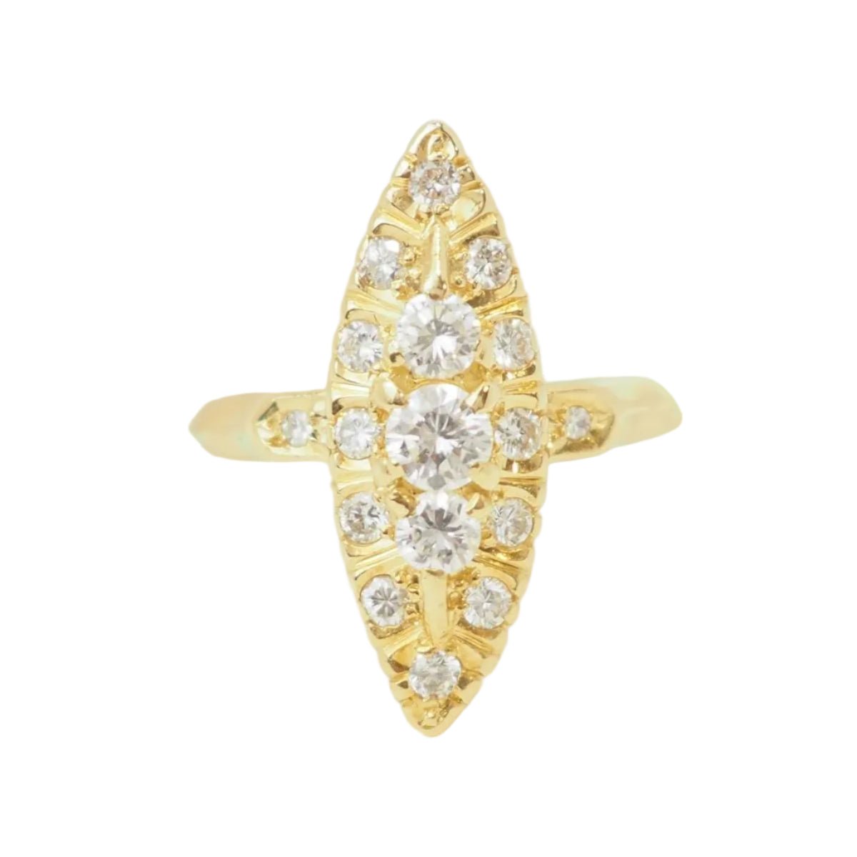 Bague Marquise en or jaune et diamants - Castafiore