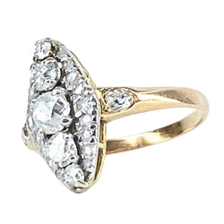 Bague Marquise en or jaune et diamants - Castafiore