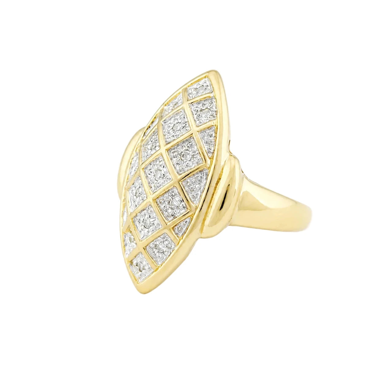 Bague Marquise en or jaune et diamants - Castafiore
