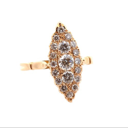 Bague Marquise en or jaune et diamants - Castafiore