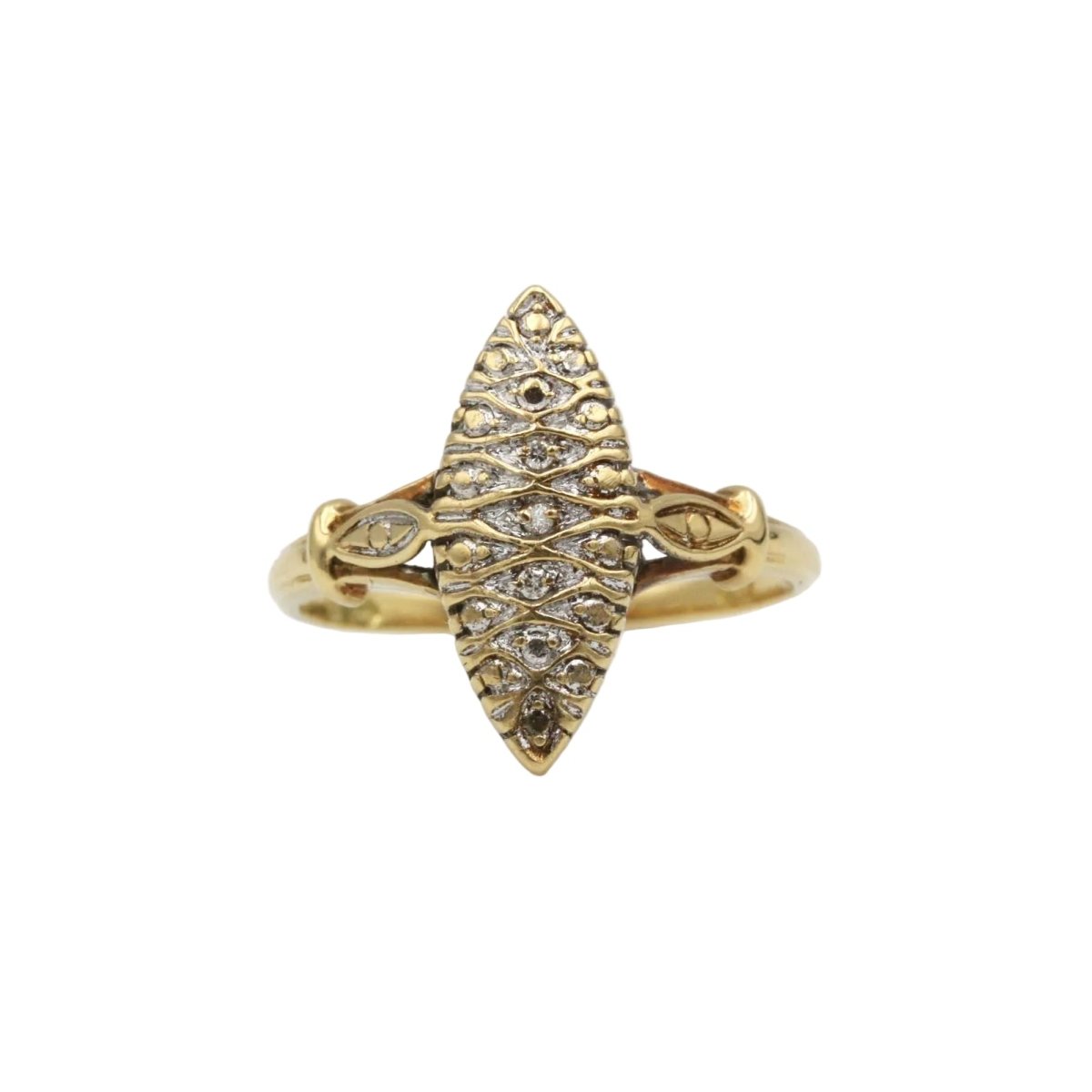 Bague Marquise en or jaune et diamants - Castafiore