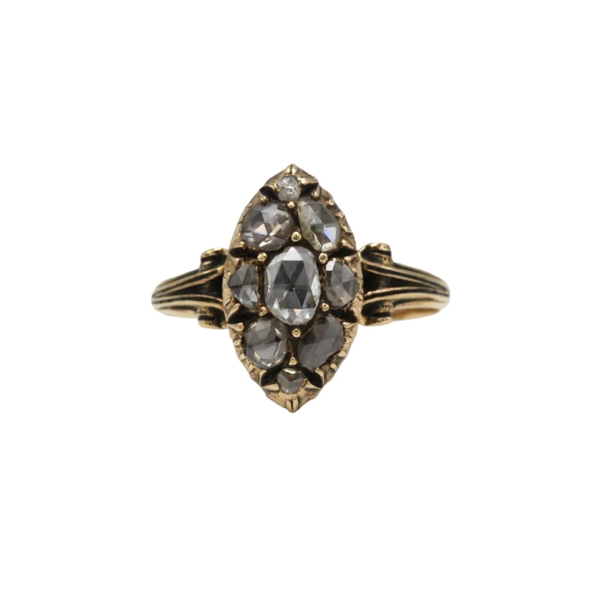 Bague Marquise en or jaune et diamants - Castafiore