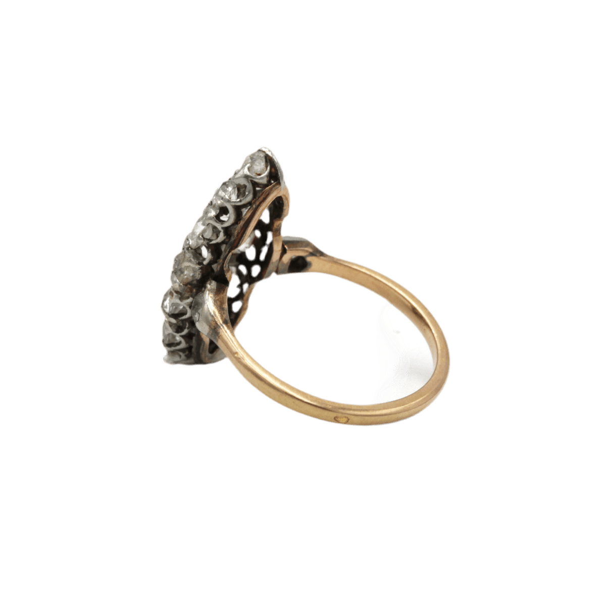 Bague Marquise en or jaune et diamants - Castafiore