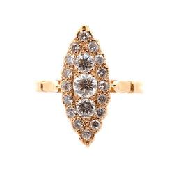 Bague Marquise en or jaune et diamants - Castafiore