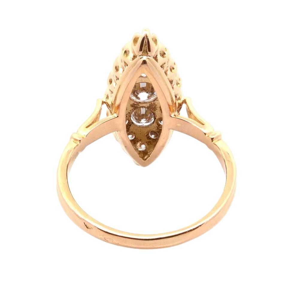 Bague Marquise en or jaune et diamants - Castafiore