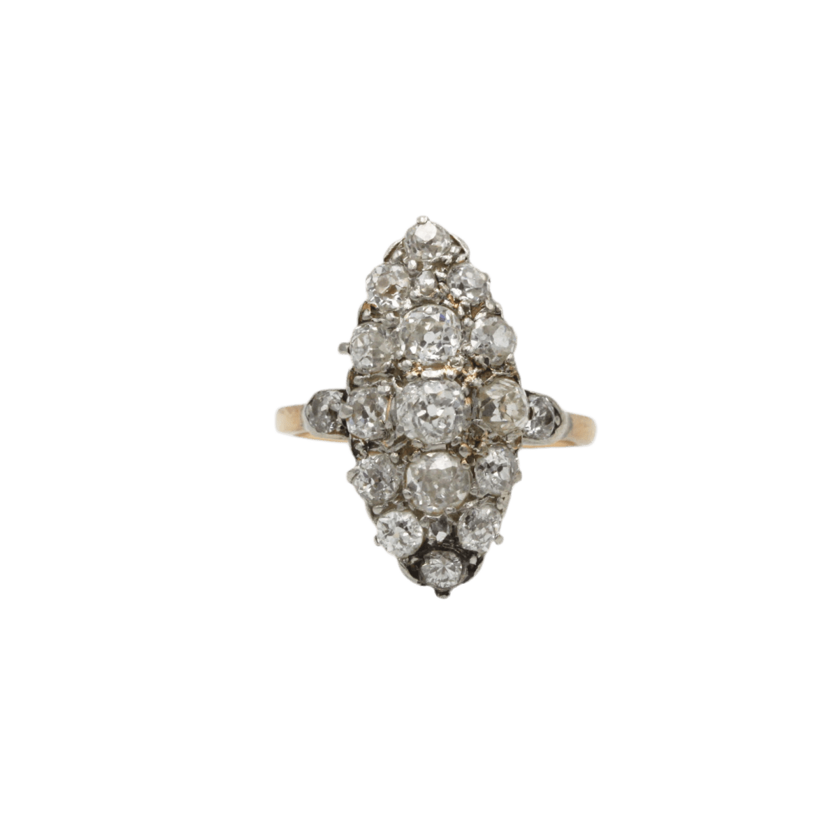 Bague Marquise en or jaune et diamants - Castafiore