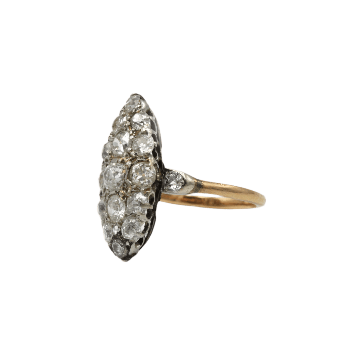 Bague Marquise en or jaune et diamants - Castafiore