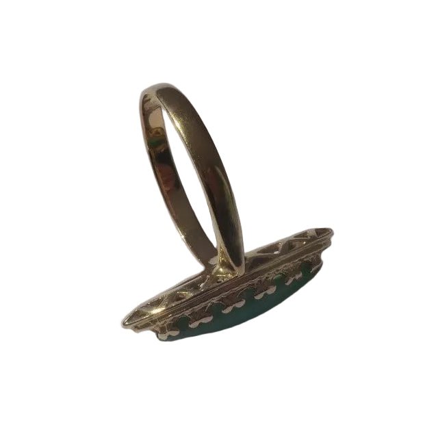 Bague Marquise en or jaune et jade - Castafiore