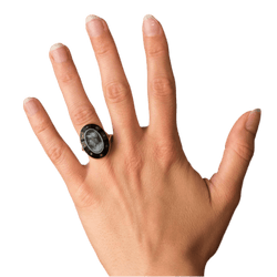 Bague Marquise en or jaune, onyx et diamants - Castafiore