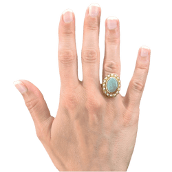 Bague Marquise en or jaune, opale et perles - Castafiore