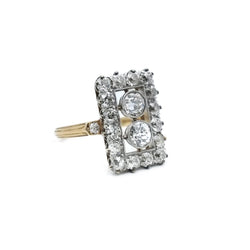 Bague Marquise en or jaune, or blanc et diamants - Castafiore