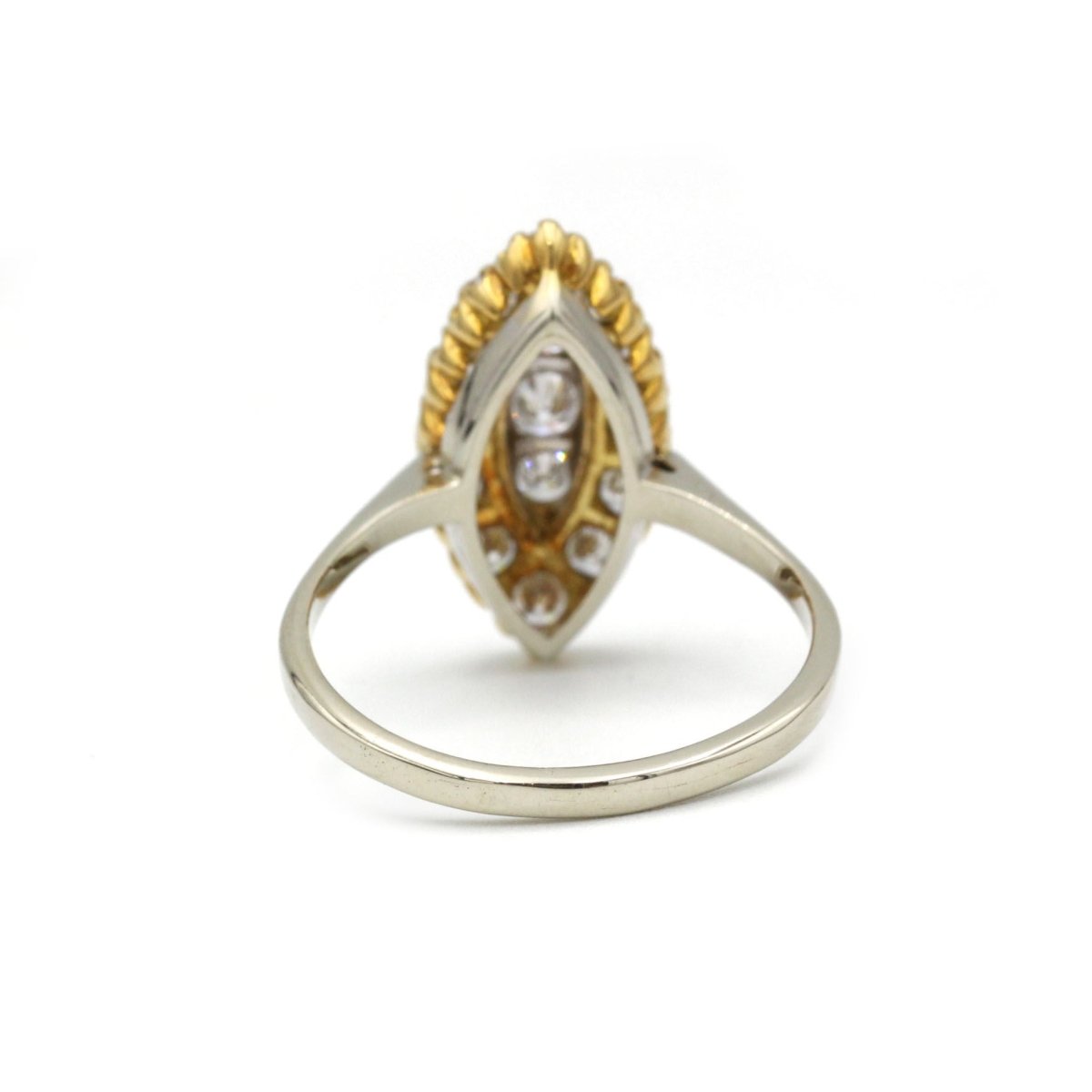 Bague Marquise en or jaune, or blanc et diamants - Castafiore