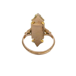 Bague Marquise en or jaune, or rose, nacre, perles et grenats - Castafiore