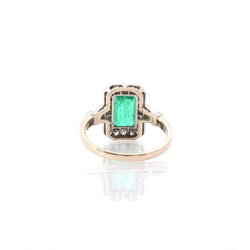 Bague Marquise en or jaune, platine, émeraude et diamants - Castafiore