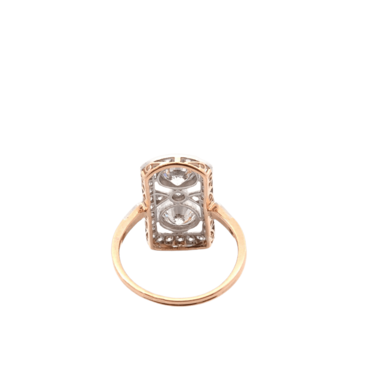 Bague Marquise en or jaune, platine et diamants - Castafiore