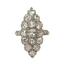 Bague Marquise en or jaune, platine et diamants - Castafiore