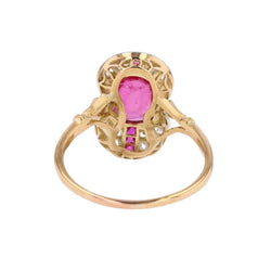 Bague Marquise en or jaune, platine, rubis et diamants - Castafiore