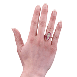 Bague Marquise en or jaune, platine, rybis et diamants - Castafiore