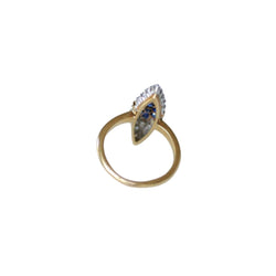 Bague Marquise en or jaune, platine, saphir et diamants - Castafiore