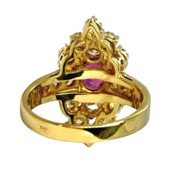 Bague Marquise en or jaune, rubis, et diamants - Castafiore