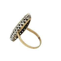 Bague Marquise en or jaune, saphirs et diamants - Castafiore