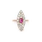 Bague Marquise en or, platine, rubis et diamants - Castafiore