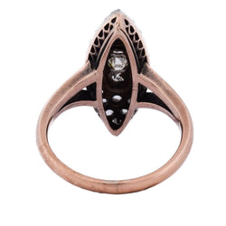 Bague Marquise en or rose, argent et diamants - Castafiore