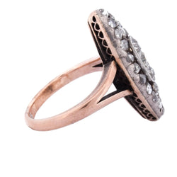 Bague Marquise en or rose, argent et diamants - Castafiore