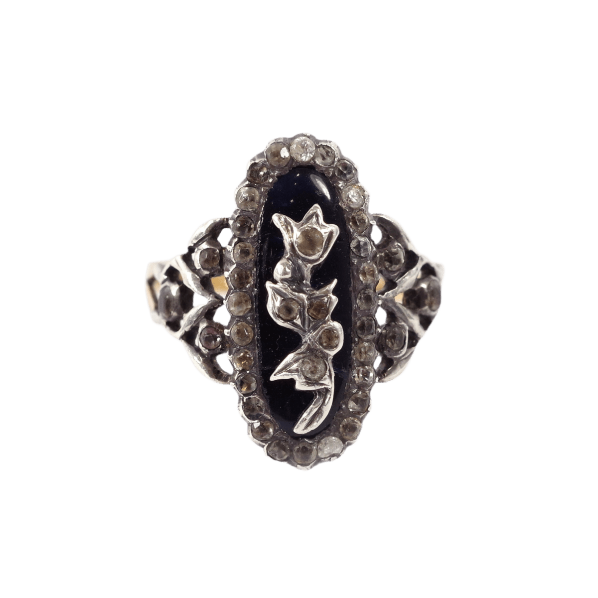 Bague Marquise en or rose, argent et pierres de Rhin - Castafiore